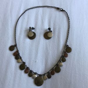 Vintage Metal Necklace and Earrings Set